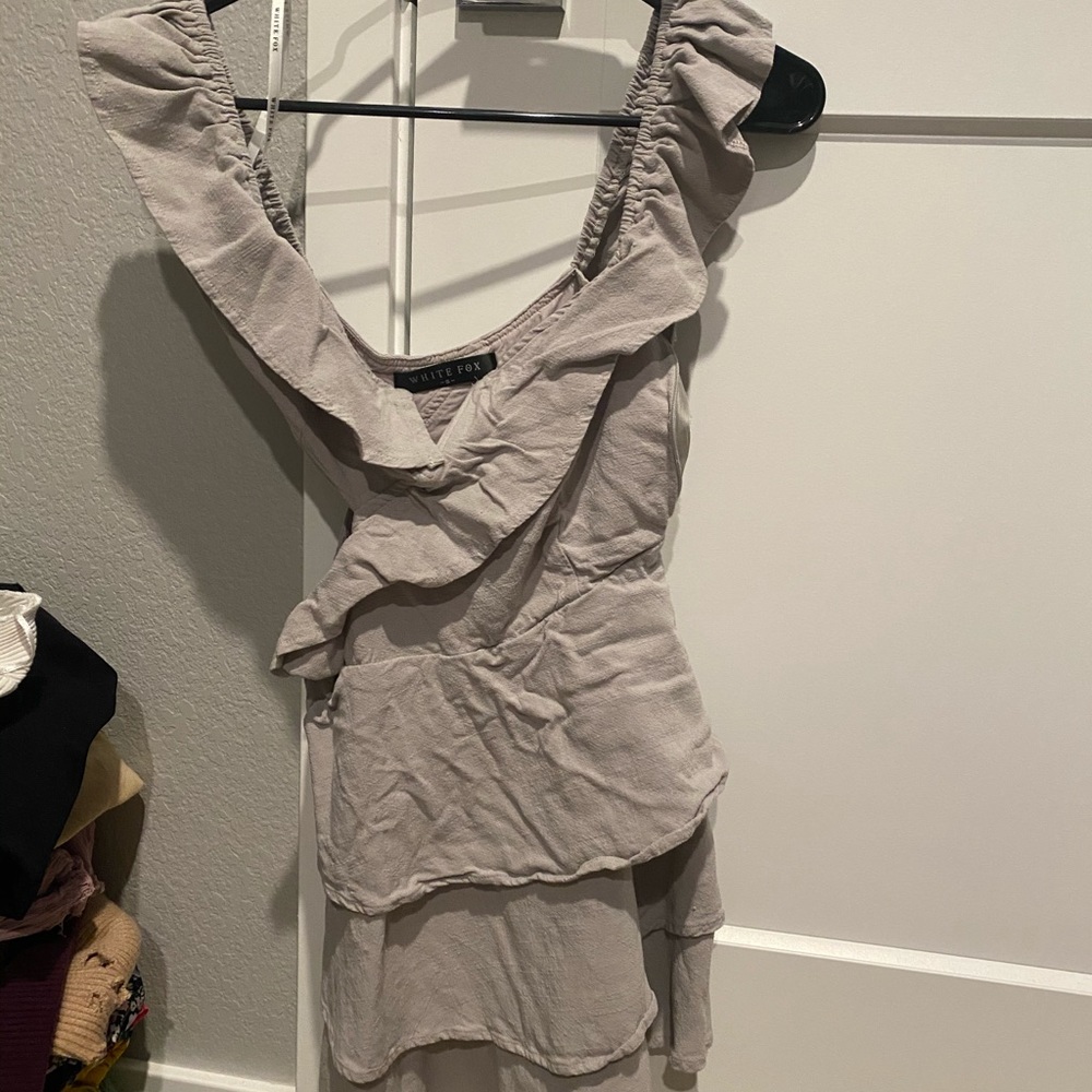 White fox grey dress